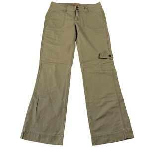 Vintage Y2K Periscope Womens Low Rise Khaki Tan Cargo Flare Pants Leg Size 7